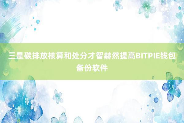 三是碳排放核算和处分才智赫然提高BITPIE钱包备份软件