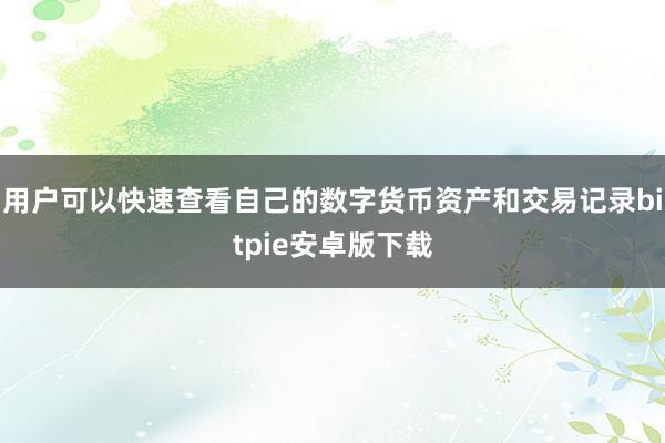 用户可以快速查看自己的数字货币资产和交易记录bitpie安卓版下载