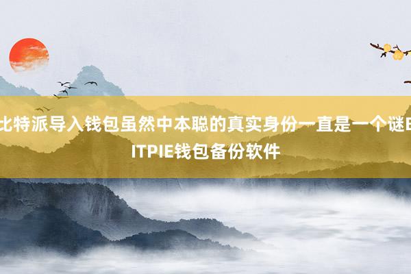 比特派导入钱包虽然中本聪的真实身份一直是一个谜BITPIE钱包备份软件