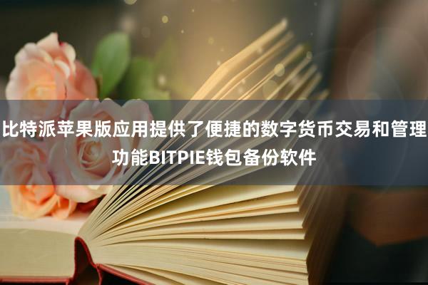 比特派苹果版应用提供了便捷的数字货币交易和管理功能BITPIE钱包备份软件