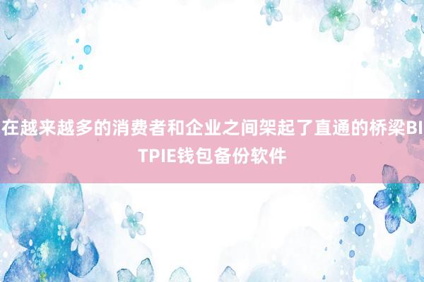 在越来越多的消费者和企业之间架起了直通的桥梁BITPIE钱包备份软件