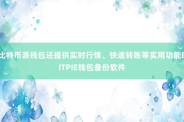 比特币派钱包还提供实时行情、快速转账等实用功能BITPIE钱包备份软件