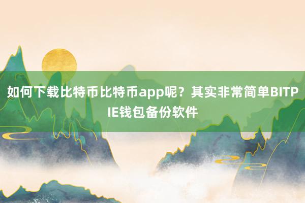 如何下载比特币比特币app呢？其实非常简单BITPIE钱包备份软件