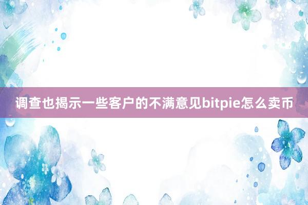 调查也揭示一些客户的不满意见bitpie怎么卖币