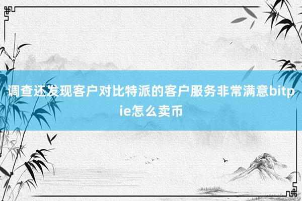 调查还发现客户对比特派的客户服务非常满意bitpie怎么卖币